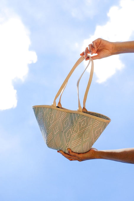 small basket bag in pink/green for preorder